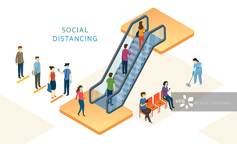 新常态下的购物社交距离图片素材
