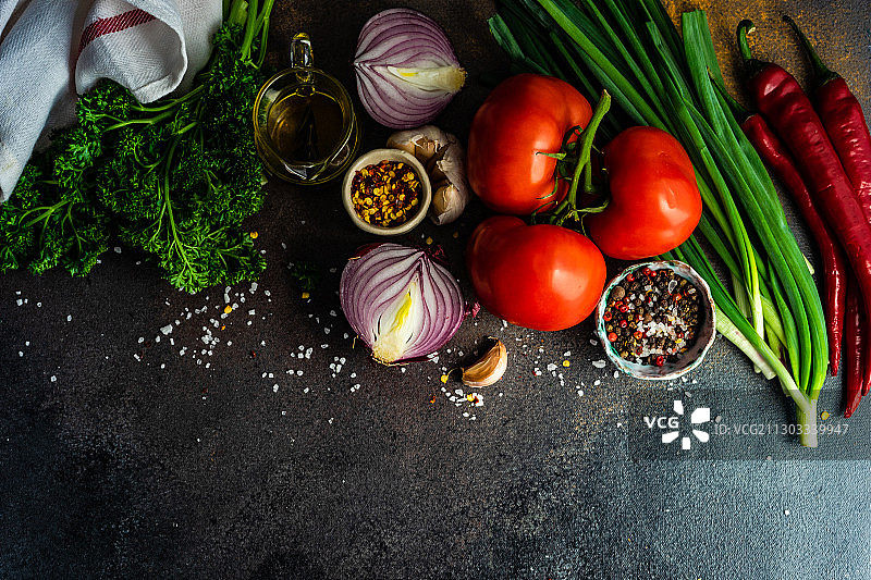 餐桌蔬菜俯视图图片素材