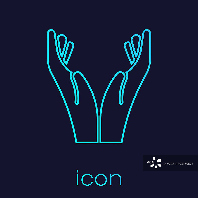 绿松石色线条祈祷姿势手部图标图片素材