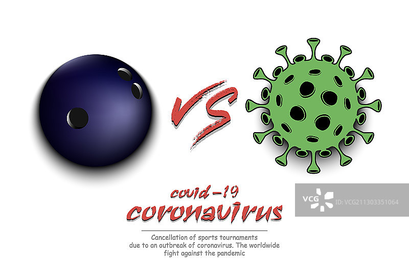 保龄球与新冠病毒图片素材