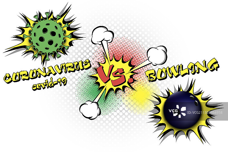 保龄球与新冠病毒图片素材
