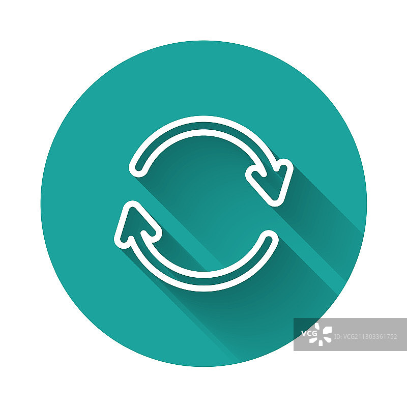 白色线条刷新图标，长阴影图片素材