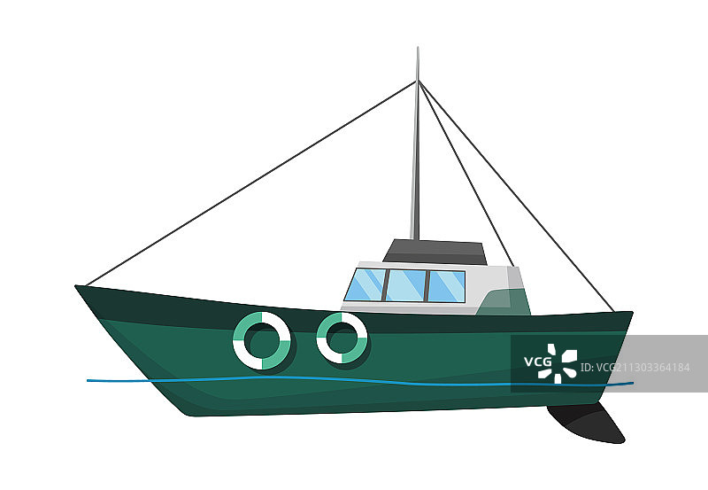 渔船侧视图商业捕鱼拖网渔船图片素材