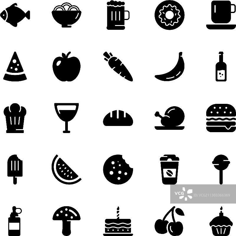 实体设计的食物图标包图片素材