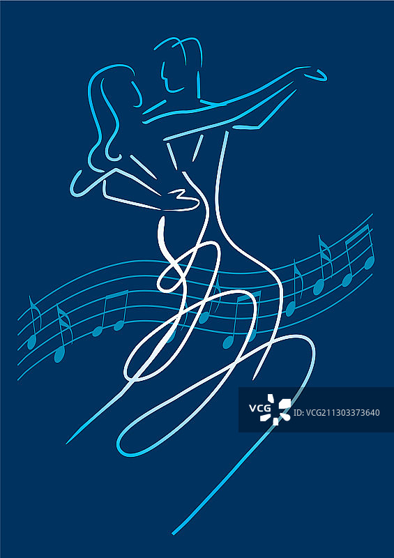 交谊舞舞者与音符图片素材