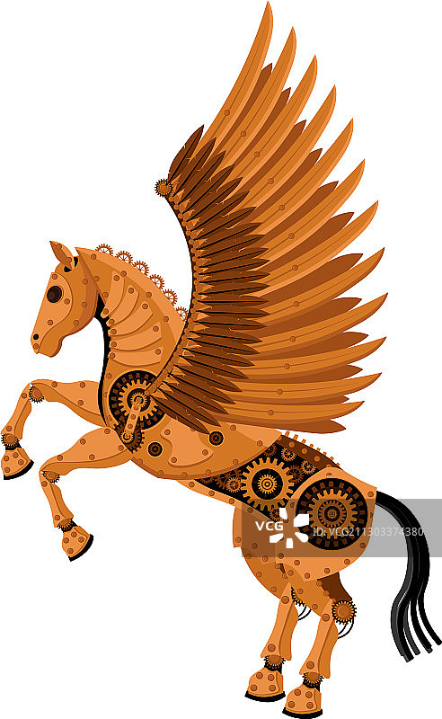 蒸汽朋克风格的奇幻飞马图片素材