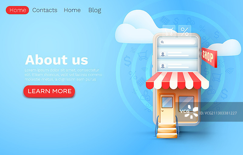 智能手机购物应用网页市场banner图片素材