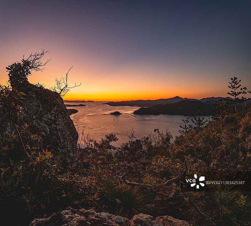 澳大利亚昆士兰州汉密尔顿岛日落海景风光图片素材