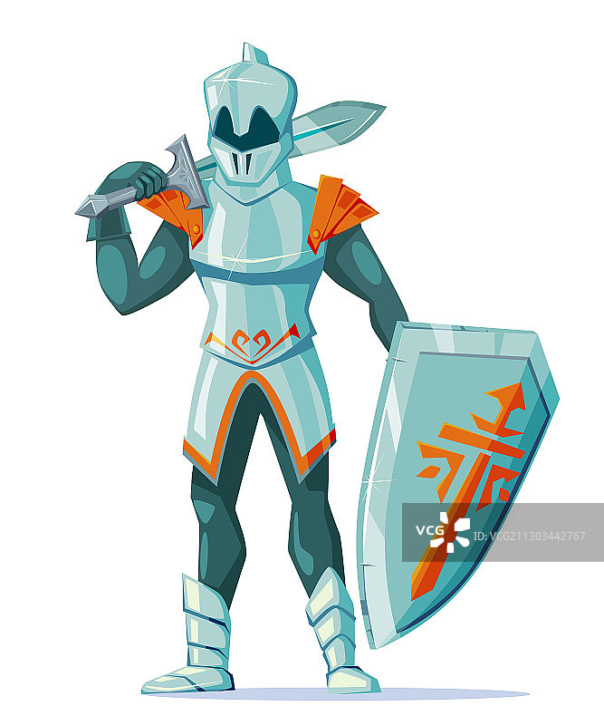 身穿盔甲、手持剑和盾牌的骑士图片素材