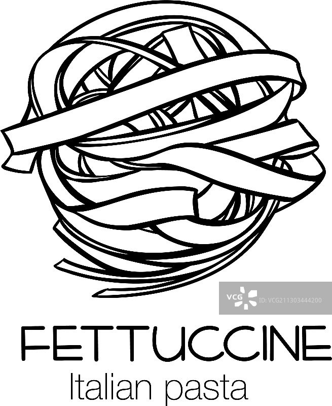 意大利宽面条轮廓图标图片素材