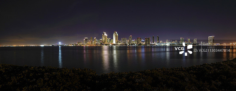 美国加利福尼亚州科罗纳多夜景全景图片素材