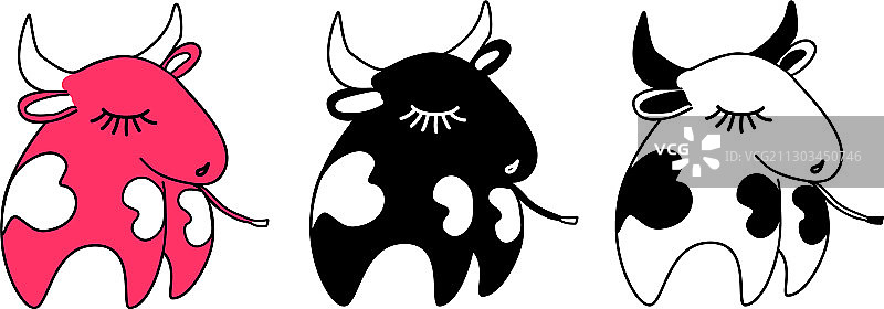 根付中的可爱奶牛套装图片素材