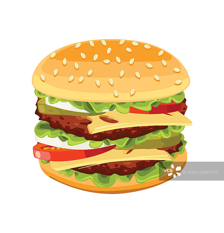 逼真美味的汉堡，含肉饼和洋葱图片素材