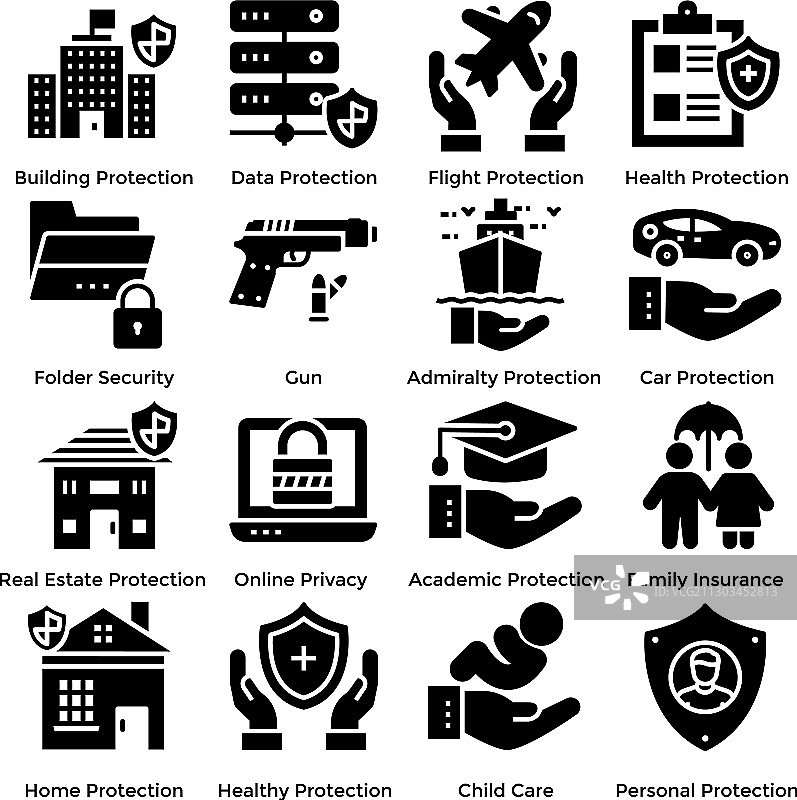 保护类实心图标包图片素材