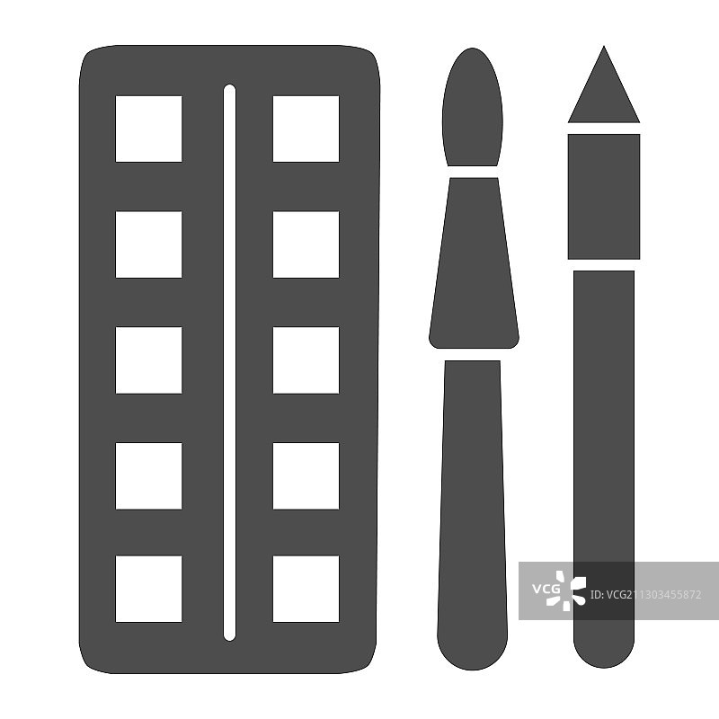 带画笔和铅笔的水彩颜料图标图片素材