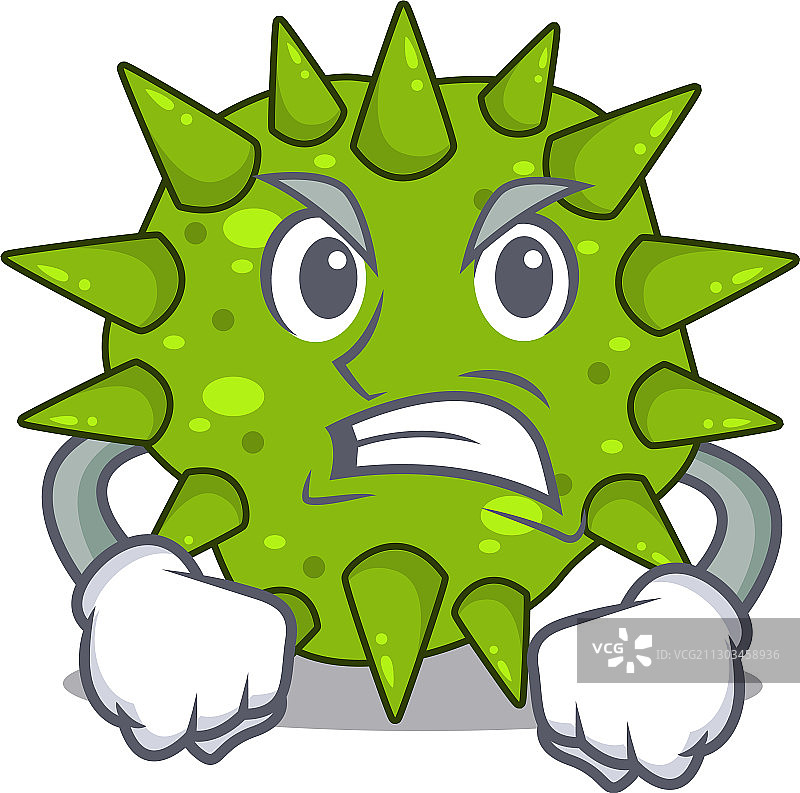 愤怒表情的霍乱弧菌吉祥物图片素材