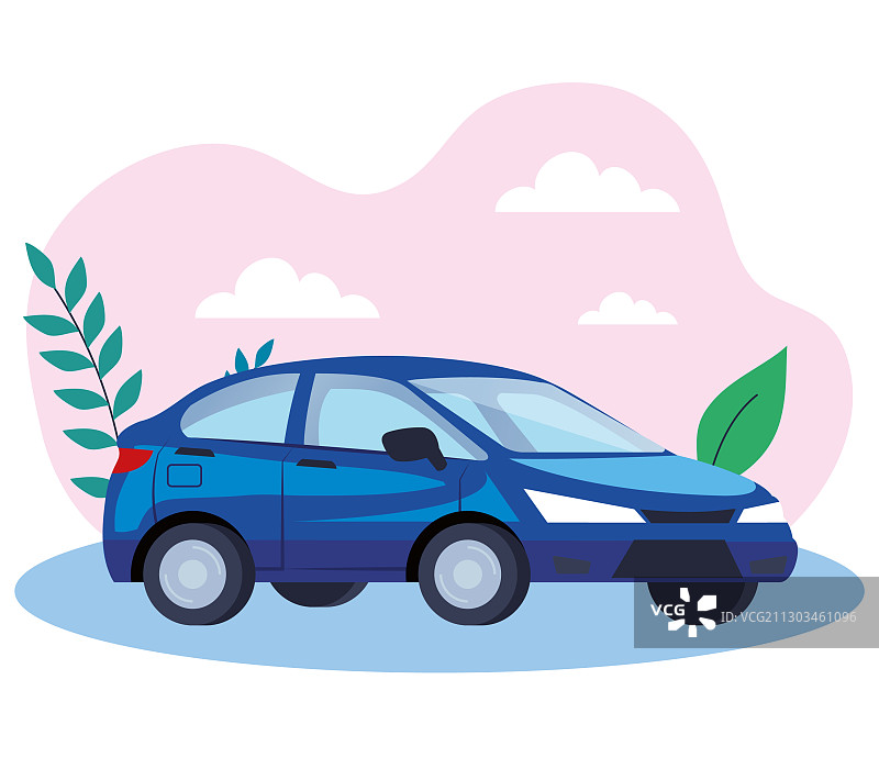 蓝色轿车交通工具图标图片素材