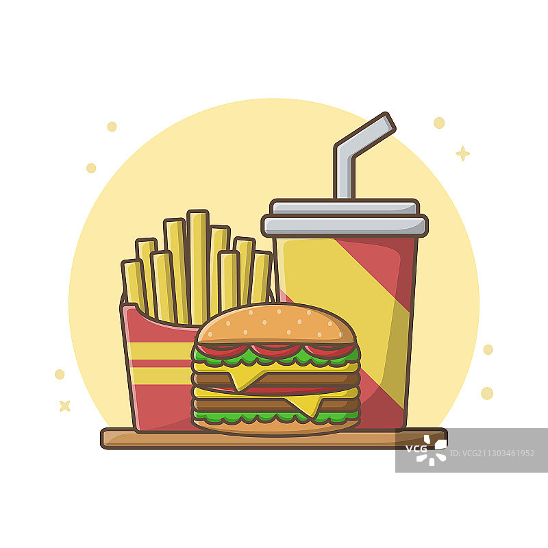 炸薯条、汉堡和可乐饮品图标图片素材