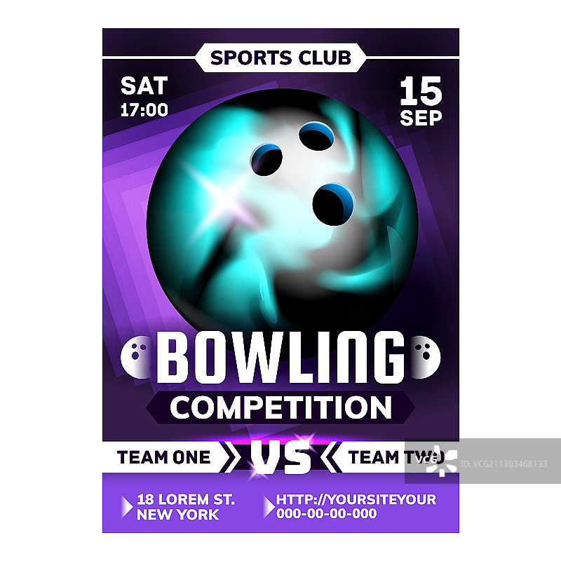 保龄球击中九柱海报图片素材