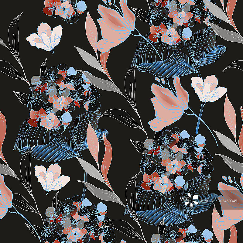 抽象淡紫色花叶图案图片素材