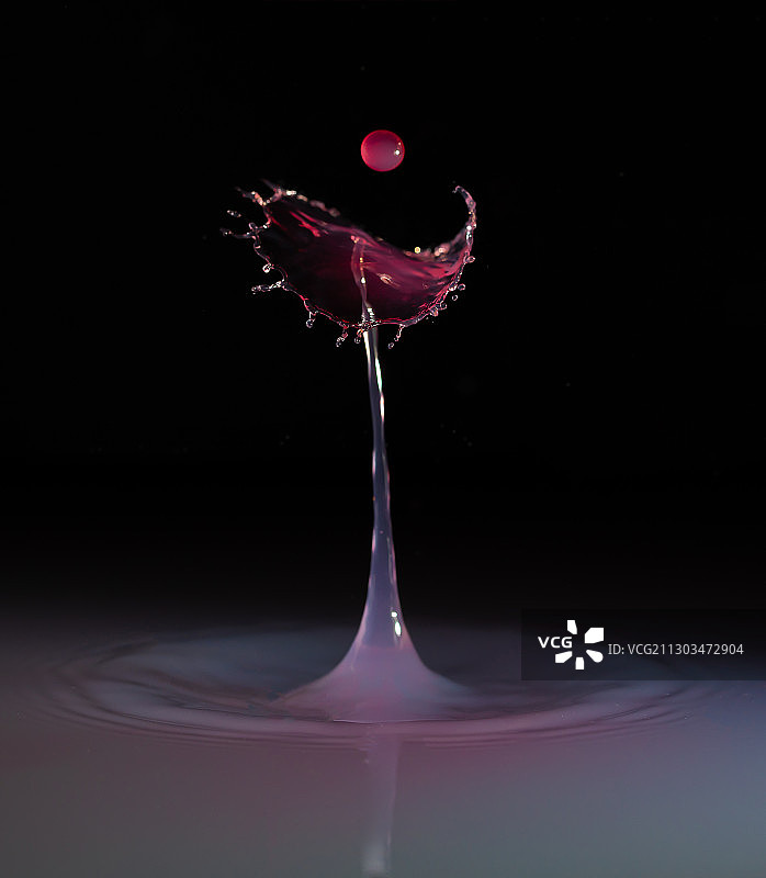 水花飞溅特写，黑色背景图片素材