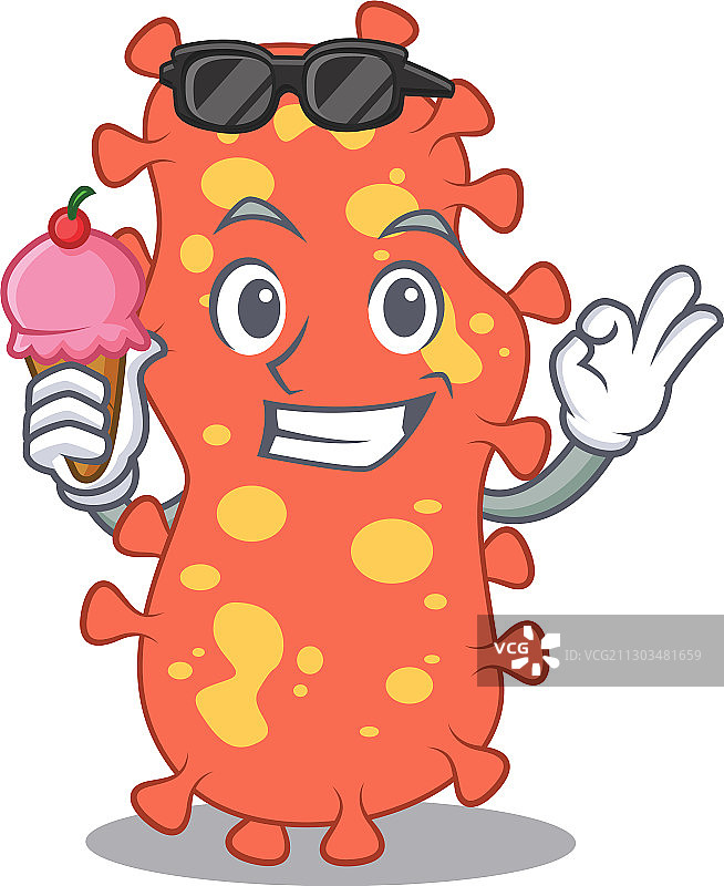 卡通概念：拟杆菌享用冰淇淋图片素材
