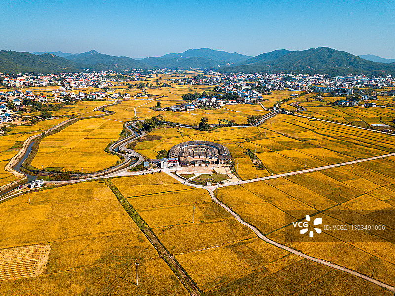 福建龙岩上杭秋天丰收景色图片素材
