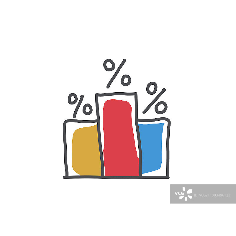 百分比图表涂鸦图标增长图手绘图片素材