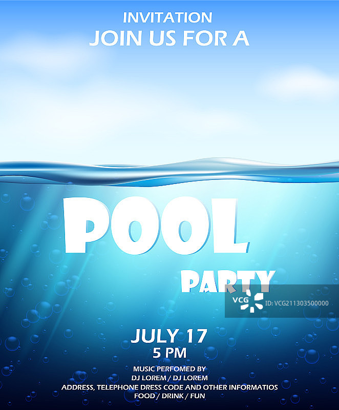 泳池派对邀请函图片素材