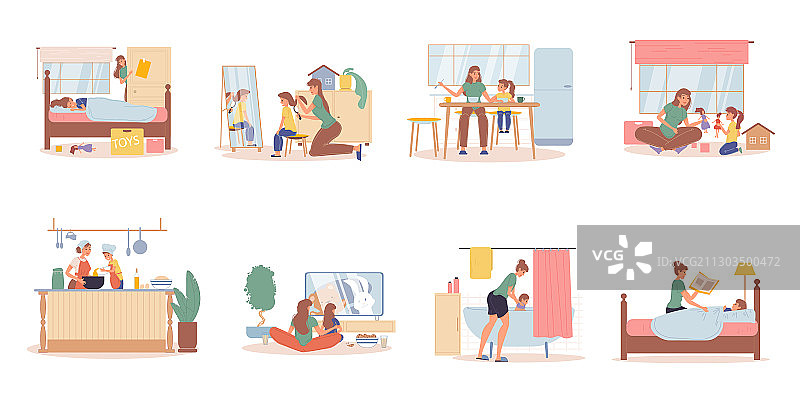 母女日常生活场景合集图片素材