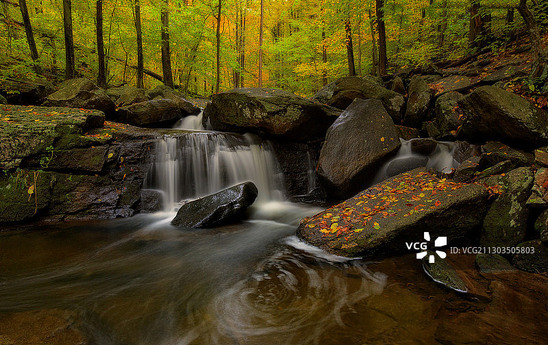 美国新泽西州莫里斯县森林瀑布风景图片素材