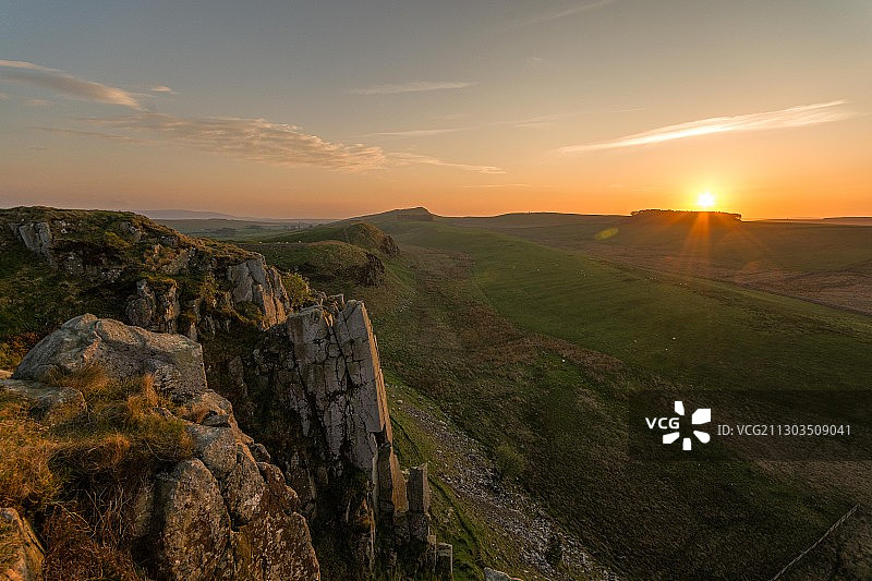英国诺森伯兰日落风景图片素材