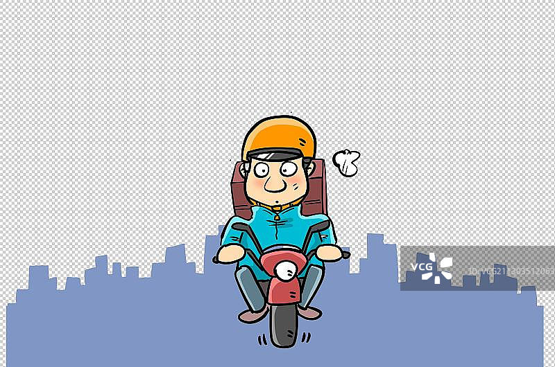 城市与外卖员图片素材