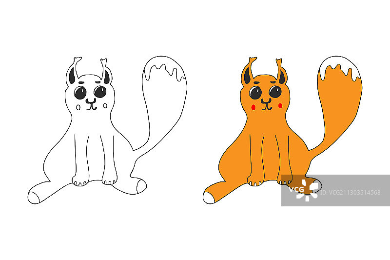 模仿图像涂色的有趣小松鼠图片素材