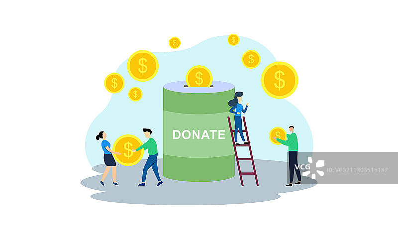 年轻女子捐款图片素材