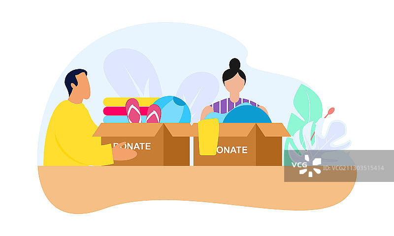 年轻女人捐赠衣服图片素材