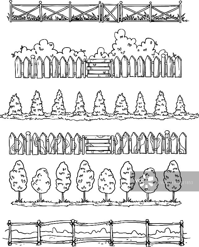 乡村手绘分隔线套装图片素材