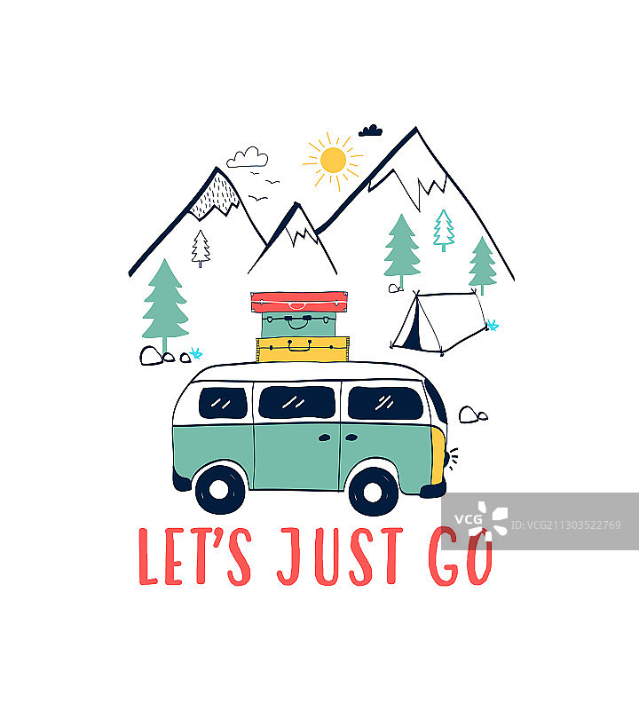 旅行汽车T恤设计图片素材