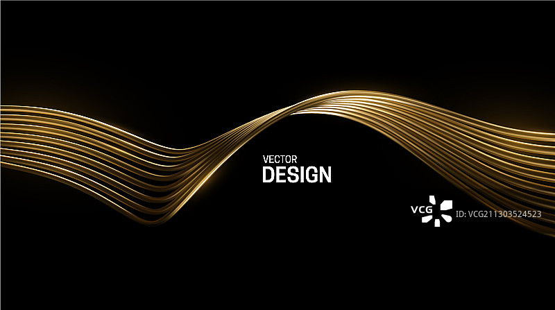 黑色背景上的抽象金色波浪图片素材