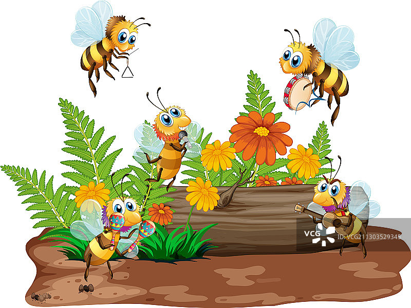 花园里的植物和昆虫场景图片素材