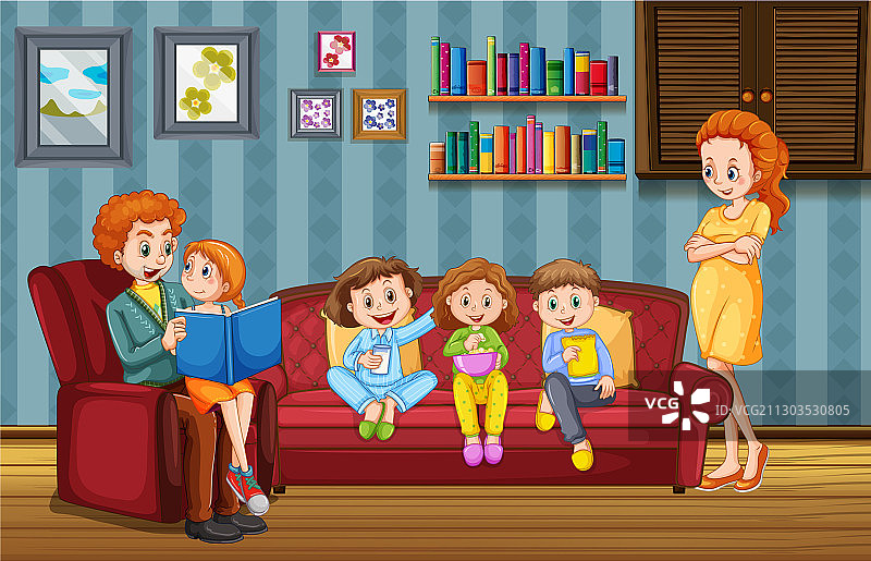 一家人在家中温馨场景图片素材