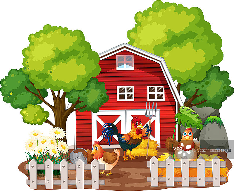 带农场动物的农场主题背景图片素材