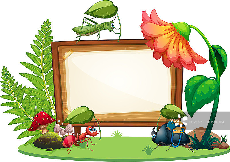 花园昆虫边框模板设计图片素材