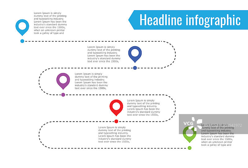 虚线路径5点信息图图片素材