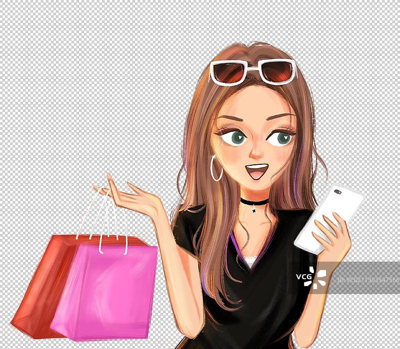 购物女孩元素图片素材