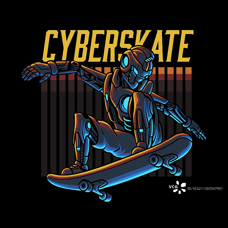 滑板赛博机器人图片素材