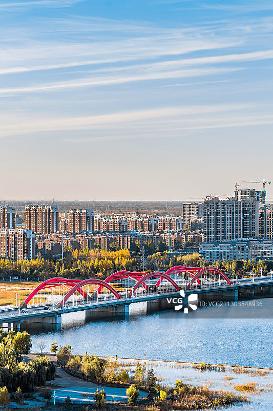 中国内蒙古通辽西辽河和彩虹桥风光图片素材