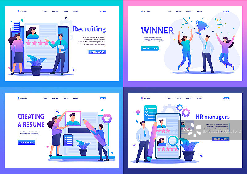 人力资源经理招聘与简历制作扁平风格图片素材