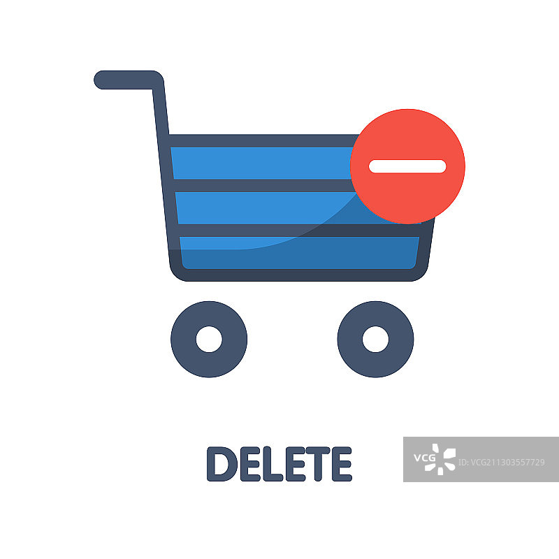 扁平风格的购物篮删除图标设计图片素材