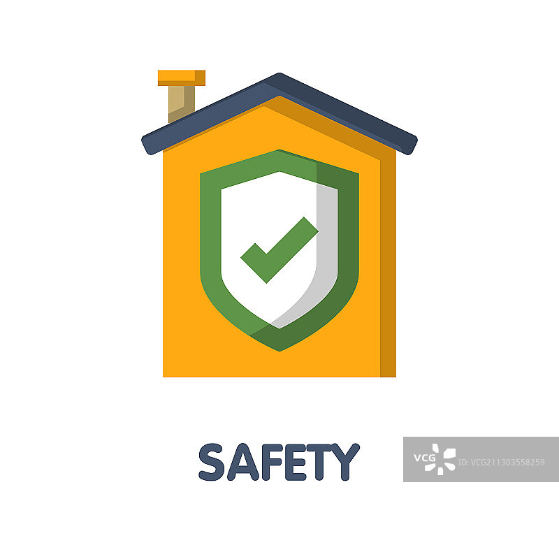 白色背景上的扁平风格家庭安全图标设计图片素材